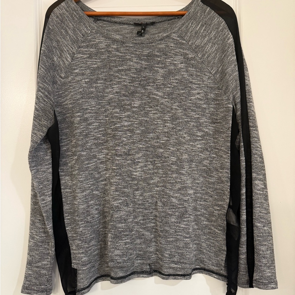 Gray and Black Long Sleeve Top